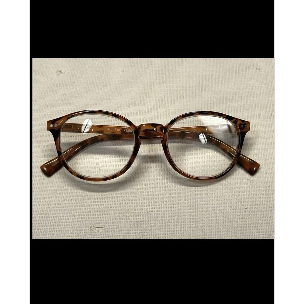 Round Tortoise Reading EyeGlasses Frames +3.00 Rdr Tort 50 19-145 Full Rim